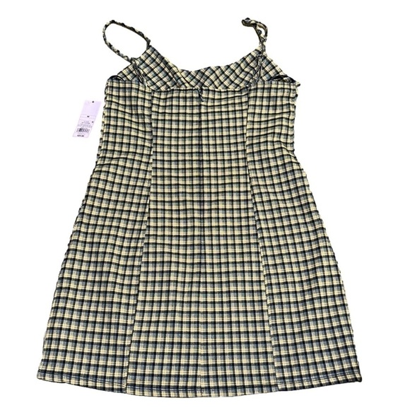 WILD Fable Spaghetti Strap Adjustable Yellow Navy Plaid Dress Women’s Size M - Picture 8 of 14